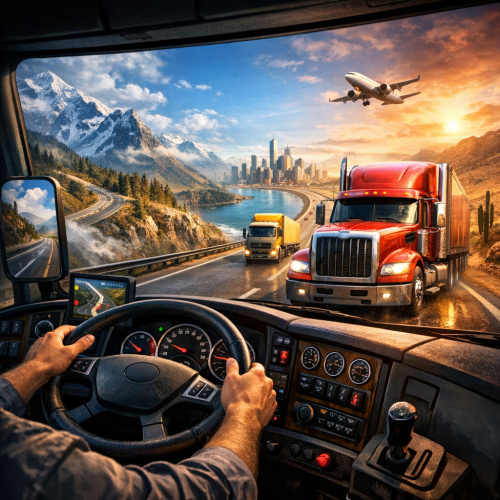 استمتع بتجربة القيادة عبر العالم مع لعبة محاكاة الشاحنات