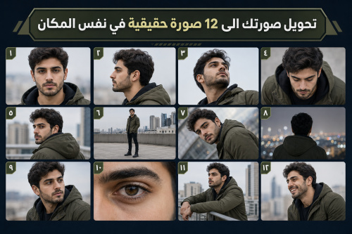 تحويل صورتك الى 12 صورة حقيقية في نفس المكان