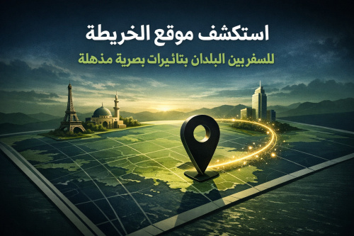 استكشف موقع الخريطة للسفر بين البلدان بتأثيرات بصرية مذهلة
